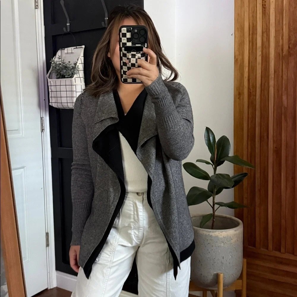 Kokun Wool Cashmere Open Front Sweater Lagenlook Cardigan. Size M